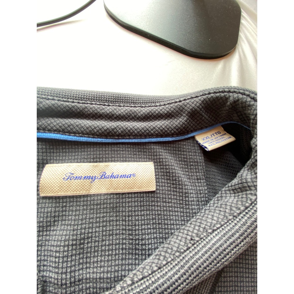 Tommy Bahama Mens XXL Gray Waffle Knit Short Sleeve Polo Shirt Marlin Logo - Picture 2 of 8